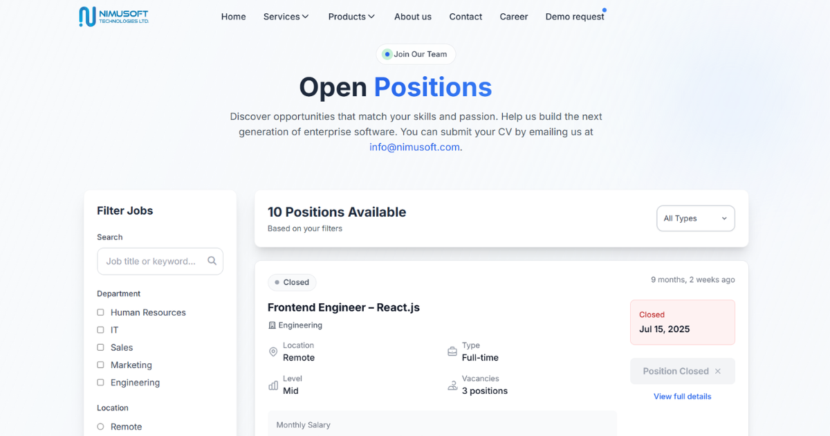 Careers in Software, AI & Cloud | Nimusoft